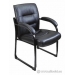 Black Leather Sleigh Guest Side Chair